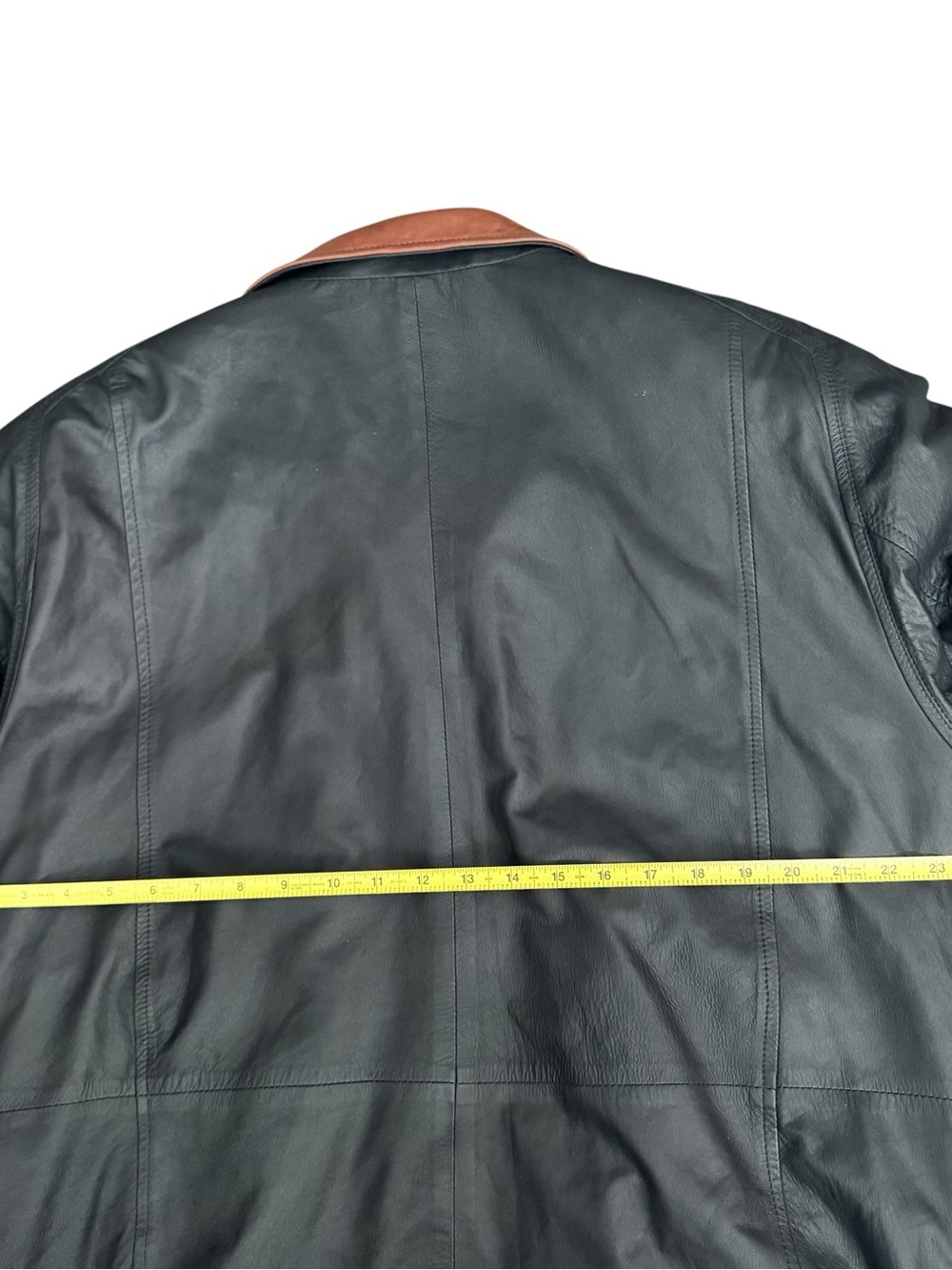 Remy Lambskin Leather Jacket Men 44 Black Brown Full Zip Vintage USA - Picture 9 of 10